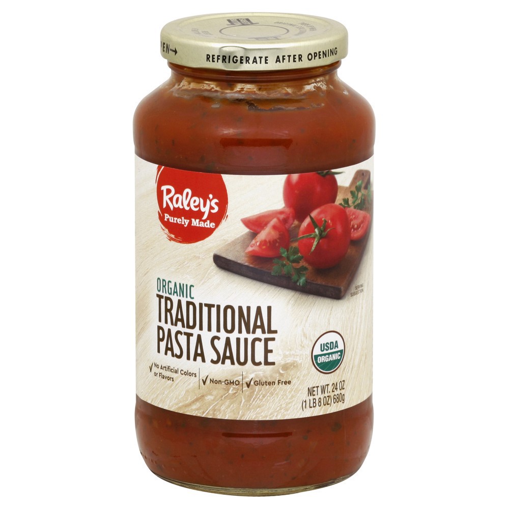 slide 1 of 1, Raley's Purely Made Organic Traditional Pasta Sauce 24 oz, 24.0 oz