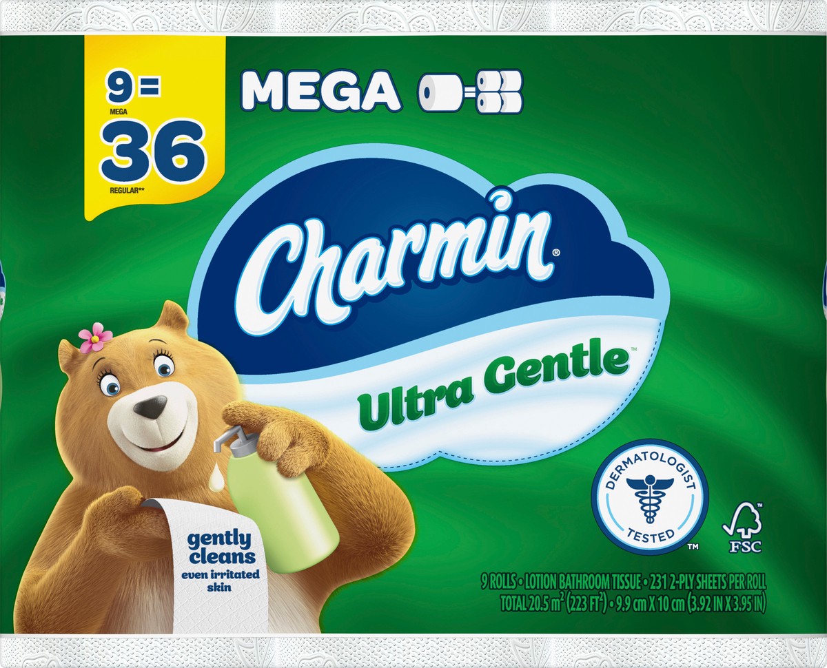 slide 3 of 5, Charmin Ultra Gentle Toilet Paper, 9 Mega Rolls, 231 Sheets Per Roll, 9 ct