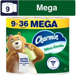 Charmin Toilet Paper Ultra Gentle, 9 Mega Rolls, 2-ply Bath Tissue