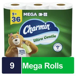 Charmin Ultra Gentle Toilet Paper, 9 Mega Rolls, 231 Sheets Per Roll