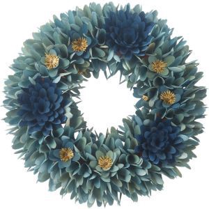 slide 1 of 1, Fall Fest Blue Wood Chip Floral Wreath, 1 ct