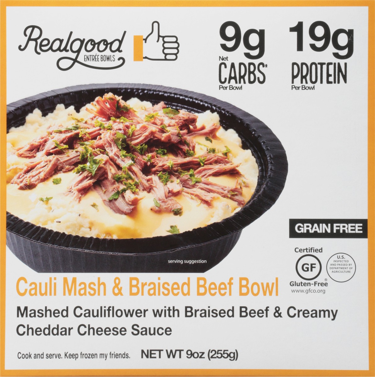 slide 6 of 9, Realgood Bowl Cauli Mash & Beef, 9 oz