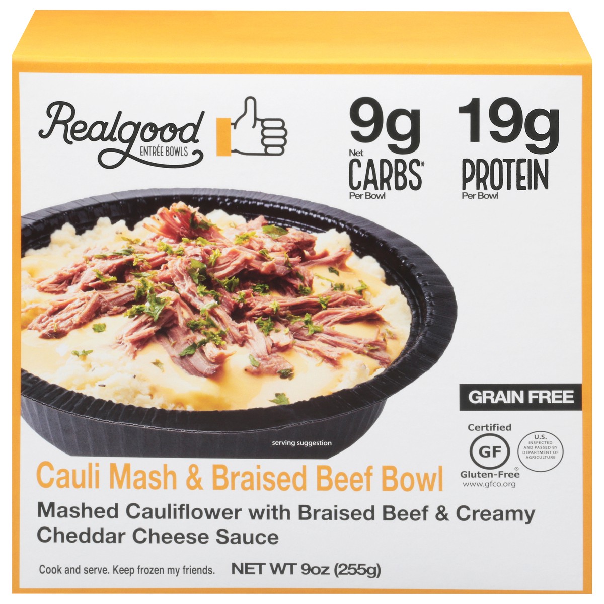 slide 1 of 9, Realgood Bowl Cauli Mash & Beef, 9 oz
