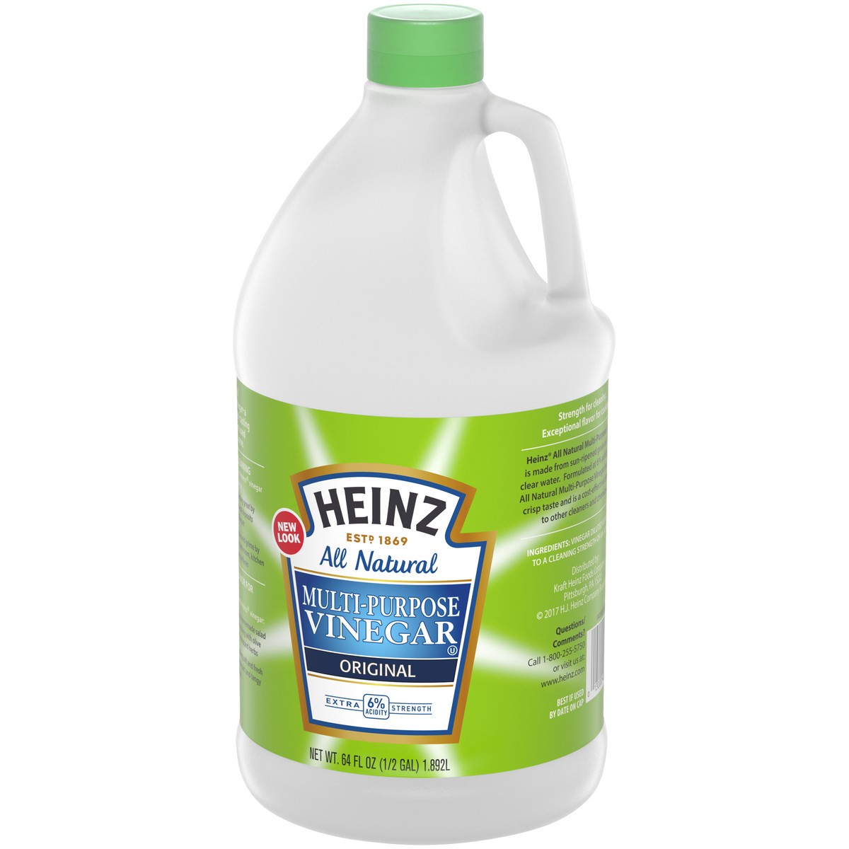 slide 6 of 9, Heinz All Natural Original Multi-Purpose Extra Strength Vinegar with 6% Acidity, 64 fl oz Jug, 64 fl oz