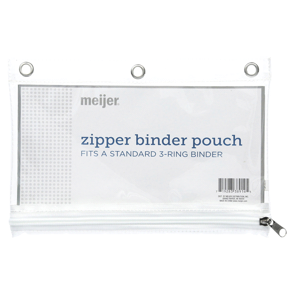 slide 1 of 1, Meijer Clear Zipper Binder Pouch, 7X10      