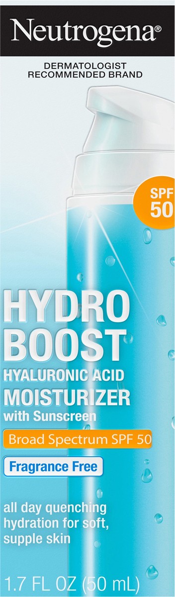 slide 2 of 12, Neutrogena Hydro Boost Hyaluronic Acid Facial Moisturizer to Hydrate & Soothe Dry Skin - Fragrance Free - SPF 50 - 1.7 fl oz, 1.7 fl oz