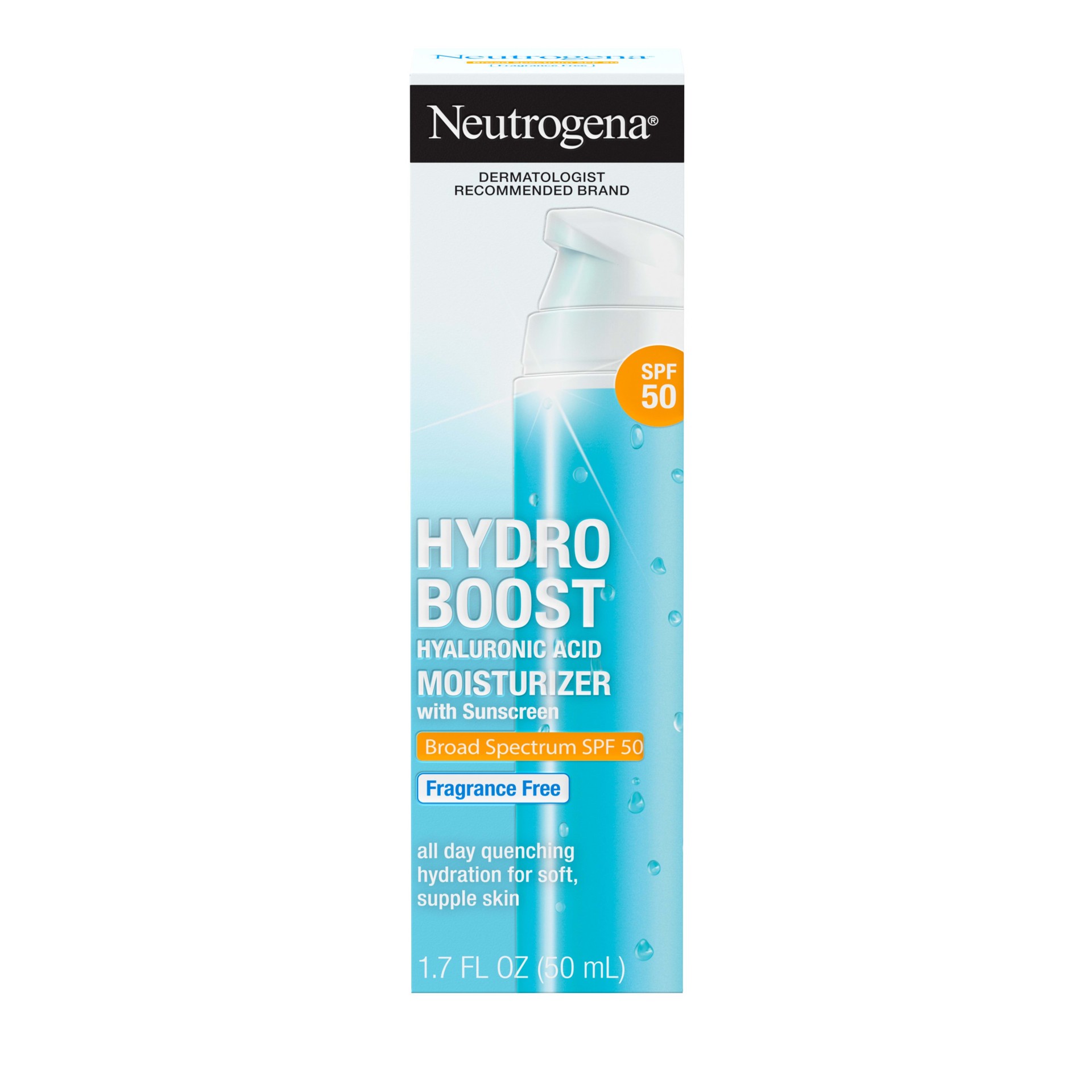 slide 1 of 12, Neutrogena Hydro Boost Hyaluronic Acid Facial Moisturizer to Hydrate & Soothe Dry Skin - Fragrance Free - SPF 50 - 1.7 fl oz, 1.7 fl oz