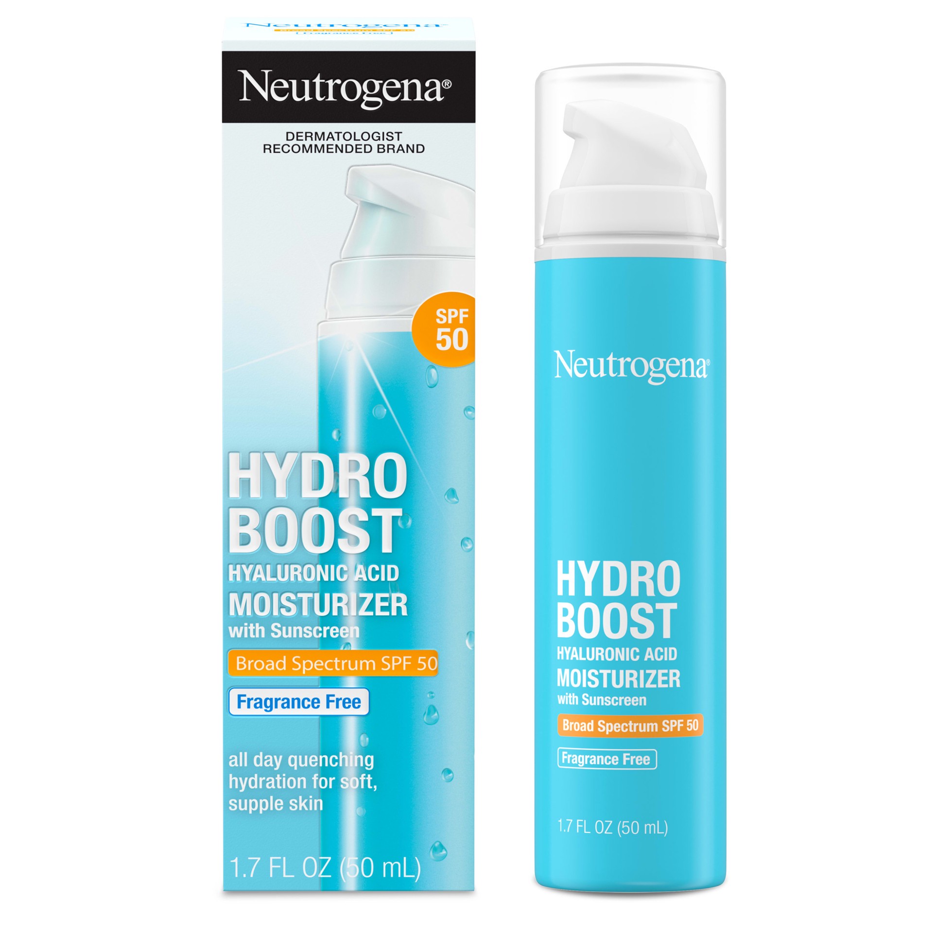 slide 1 of 12, Neutrogena Hydro Boost Hyaluronic Acid Facial Moisturizer to Hydrate & Soothe Dry Skin - Fragrance Free - SPF 50 - 1.7 fl oz, 1.7 fl oz