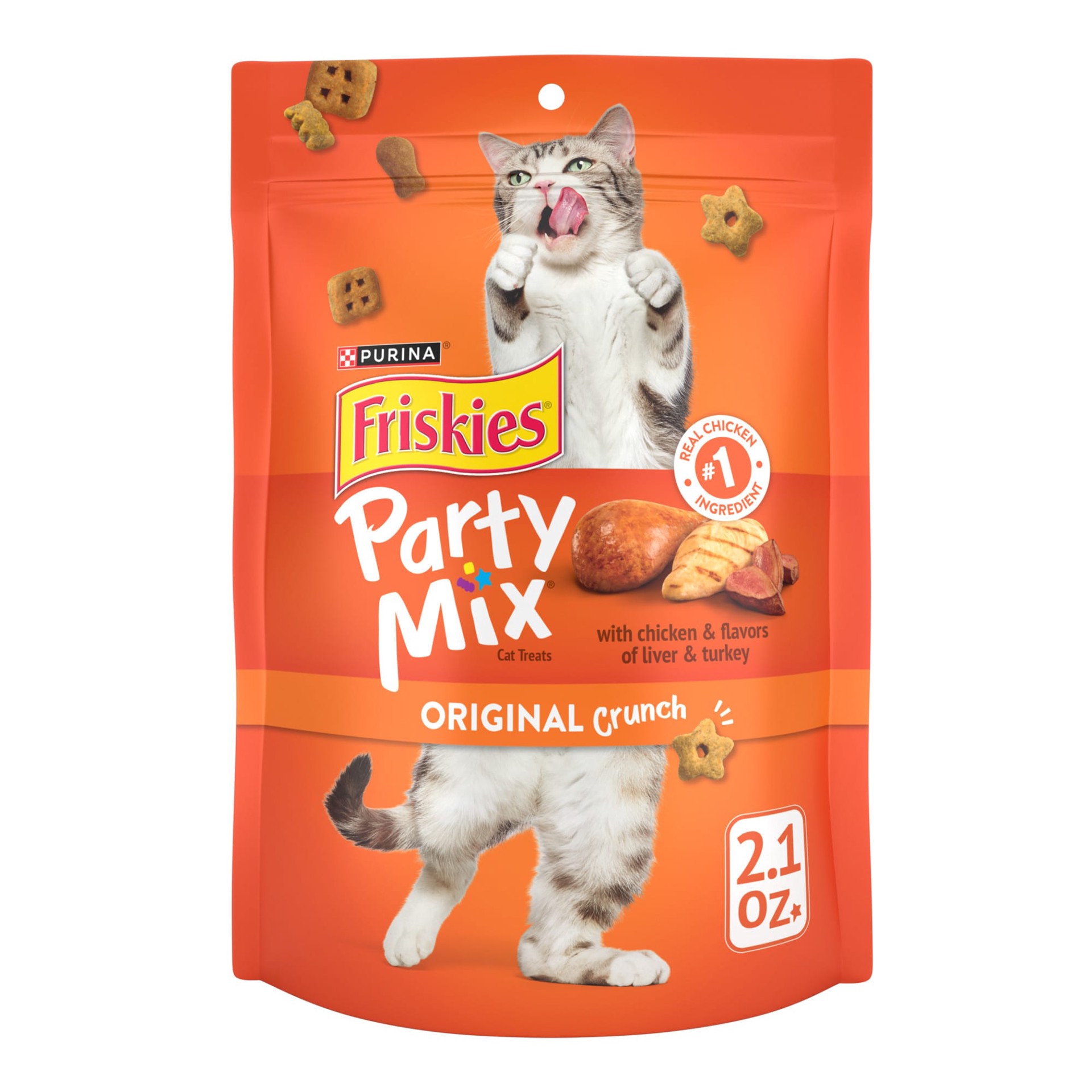 slide 1 of 9, Friskies Purina Friskies Cat Treats, Party Mix Original Crunch, 2.1 oz