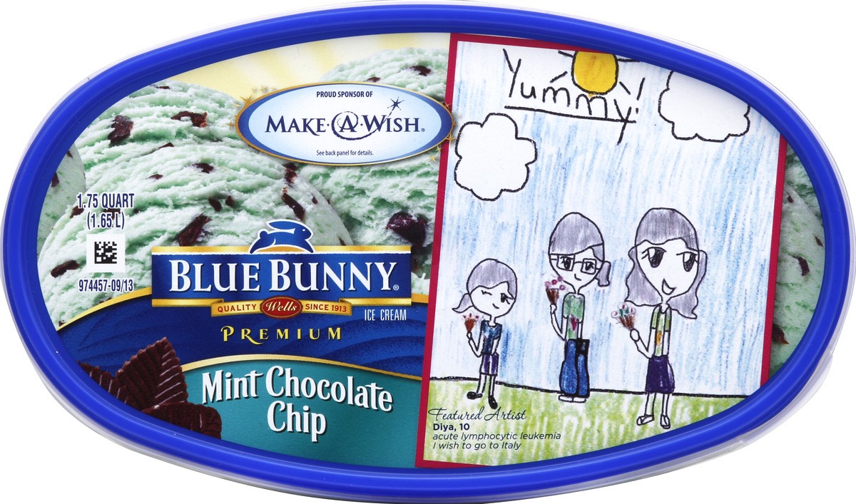 slide 2 of 4, Blue Bunny Premium Mint Chocolate Chip Ice Cream, 1.75 qt