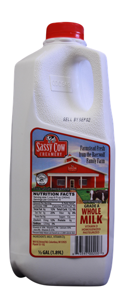 slide 1 of 1, Sassy Cow Creamery Grade A Whole Milk, 1/2 gal