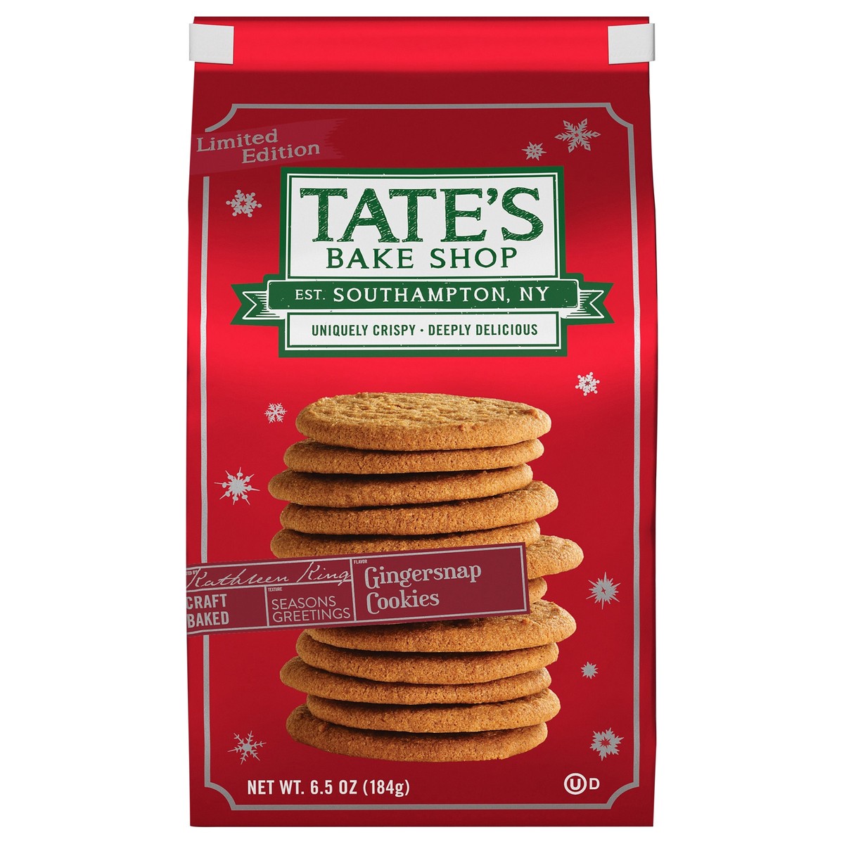 slide 1 of 5, Tate's Bake Shop Gingersnap Cookies, Holiday Cookies, 6.5 oz, 6.5 oz
