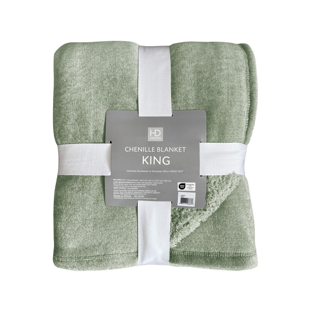 slide 2 of 2, Hd Chenille Sherpa Blanket King - Green, King Size