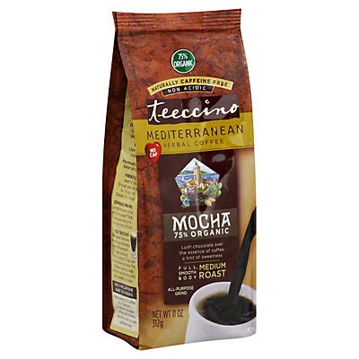 slide 1 of 1, Teeccino Mediterranean Herbal Mocha Medium Roast Coffee, 11 oz