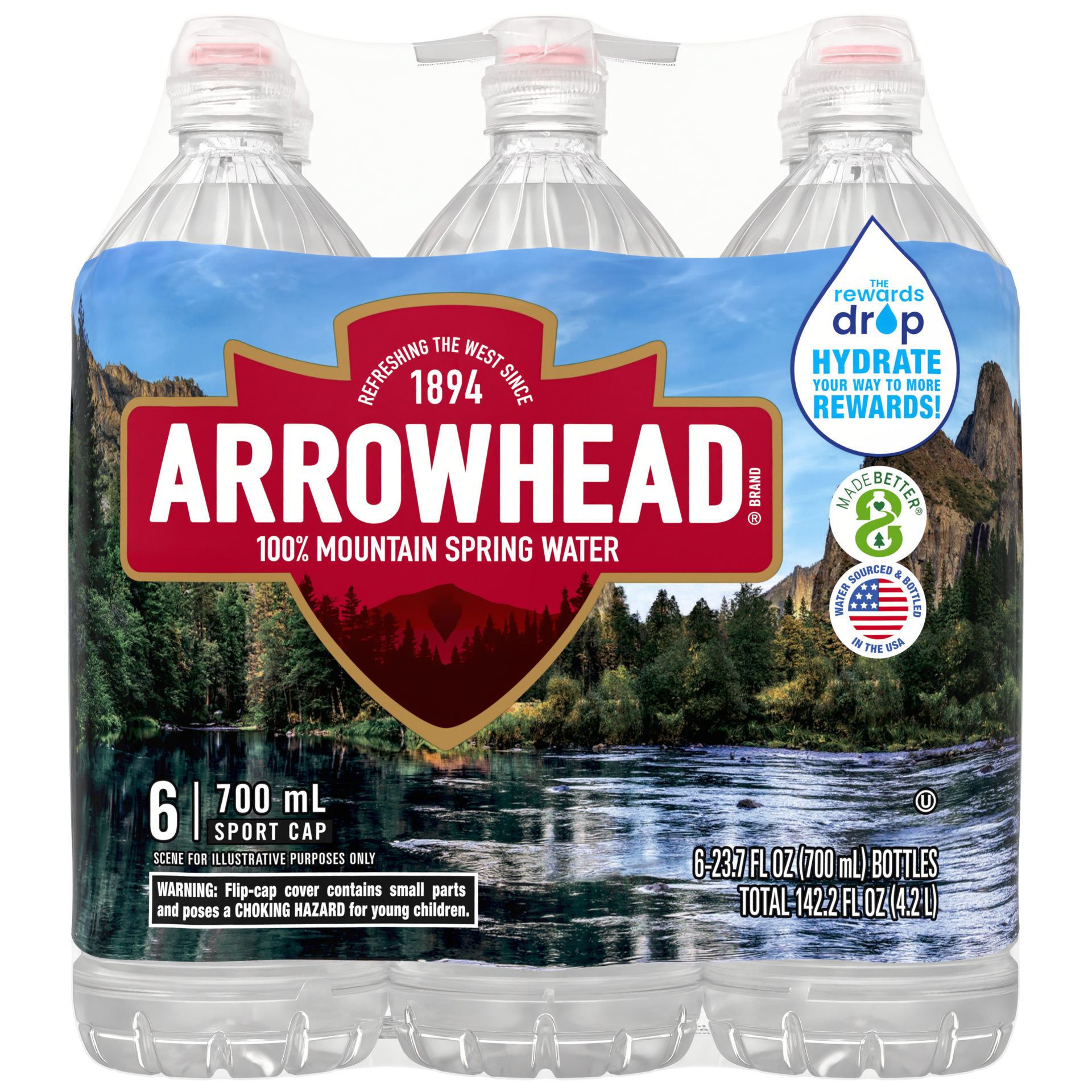 slide 5 of 5, Arrowhead Brand 100% Mountain Spring Water, Sport Cap Bottle, 6 Ct, 23.7 Oz, 23.7 oz
