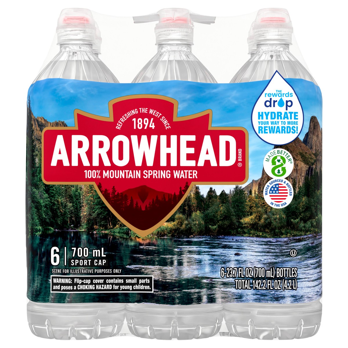 slide 1 of 5, Arrowhead Brand 100% Mountain Spring Water, Sport Cap Bottle, 6 Ct, 23.7 Oz, 23.7 oz