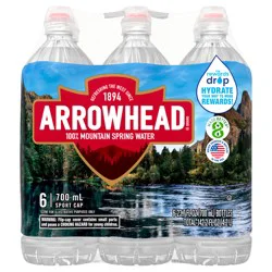 ARROWHEAD Brand 100% Mountain Spring Water, 23.7-ounce plastic sport cap bottles (Pack of 6)