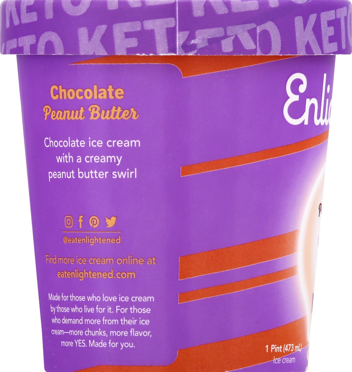 slide 8 of 9, Enlightened Keto Collection Chocolate Peanut Butter Ice Cream 1 pt, 1 pint