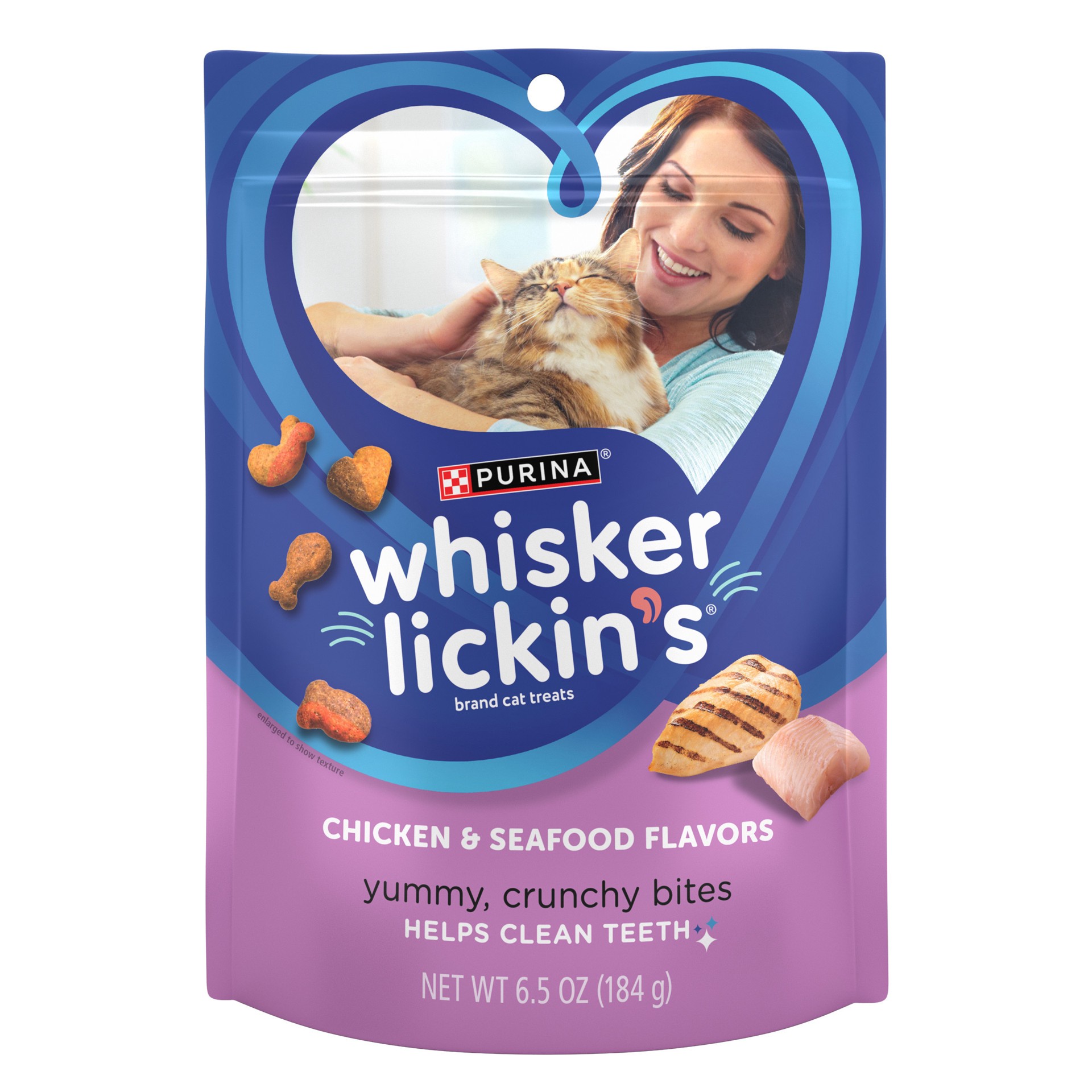 slide 1 of 7, Whisker Lickin's Purina Whisker Lickin's Cat Treats, Crunchy and Yummy Chicken and Seafood Flavors, 6.5 oz