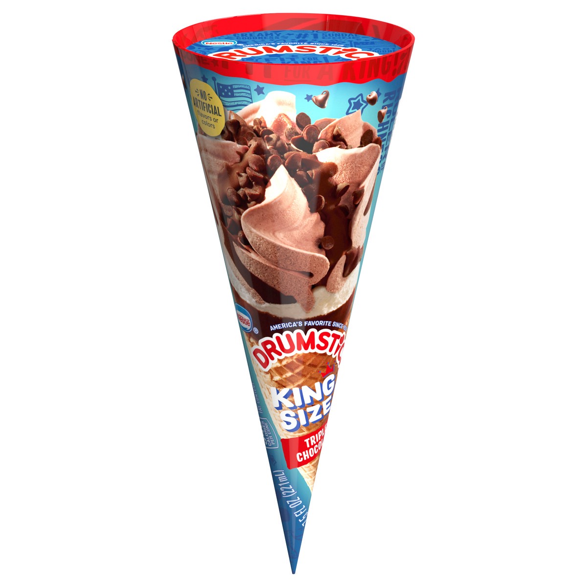 slide 1 of 9, Drumstick Triple Chocolate Ice Cream King Size 7.5 fl oz, 7 oz