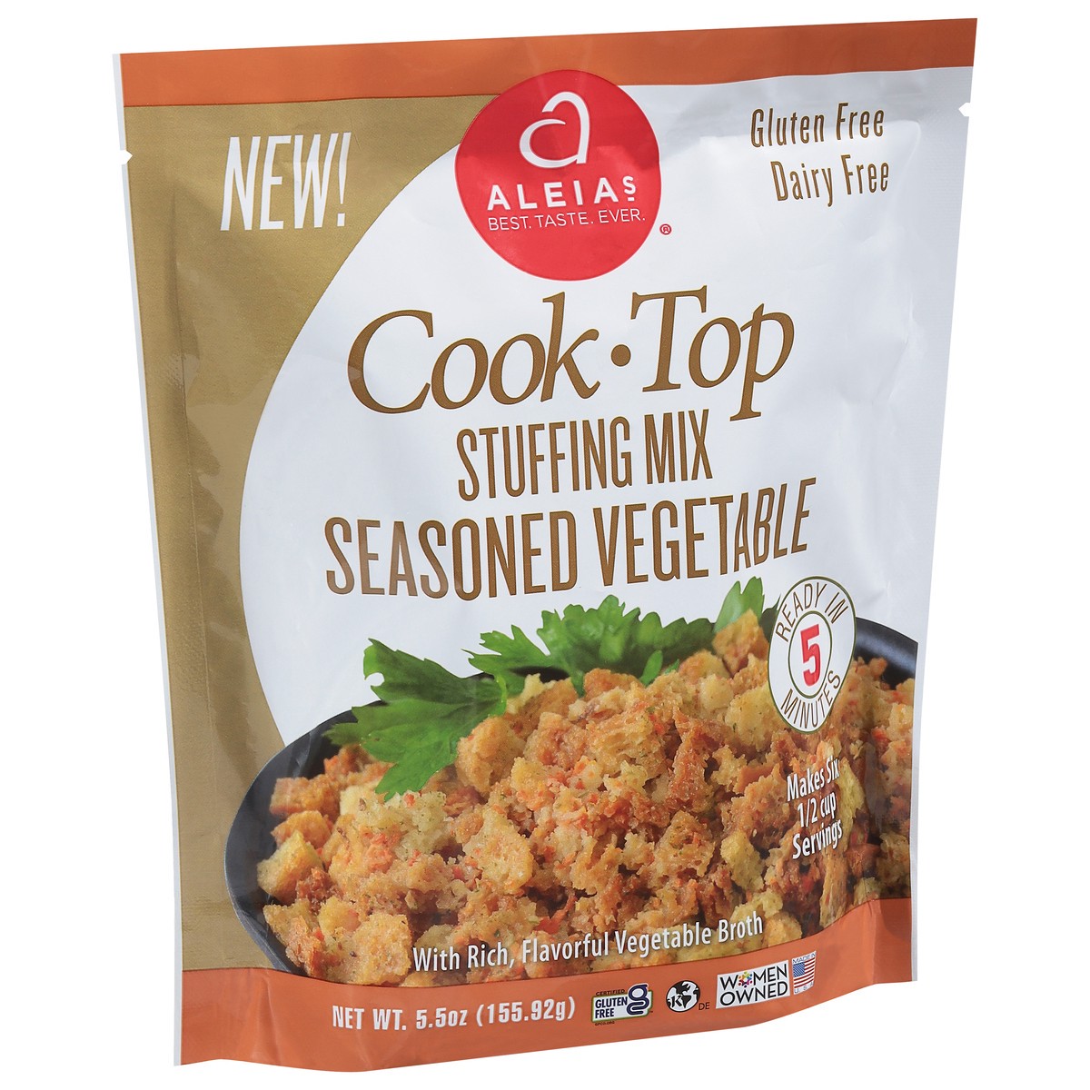 slide 6 of 9, Aleia's Stuffing Mix Seasoned Vegetable, 5.5 oz