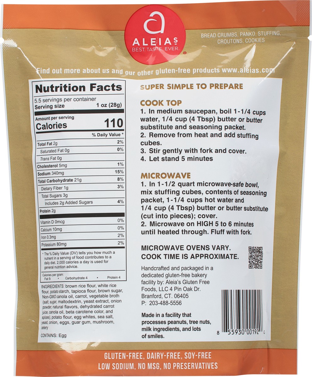 slide 5 of 9, Aleia's Stuffing Mix Seasoned Vegetable, 5.5 oz