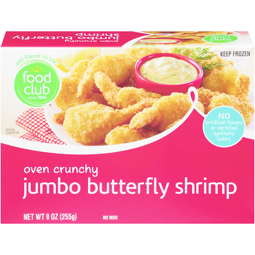 slide 1 of 1, Food Club Oven Crunchy Jumbo Butterfly Shrimp, 9 oz