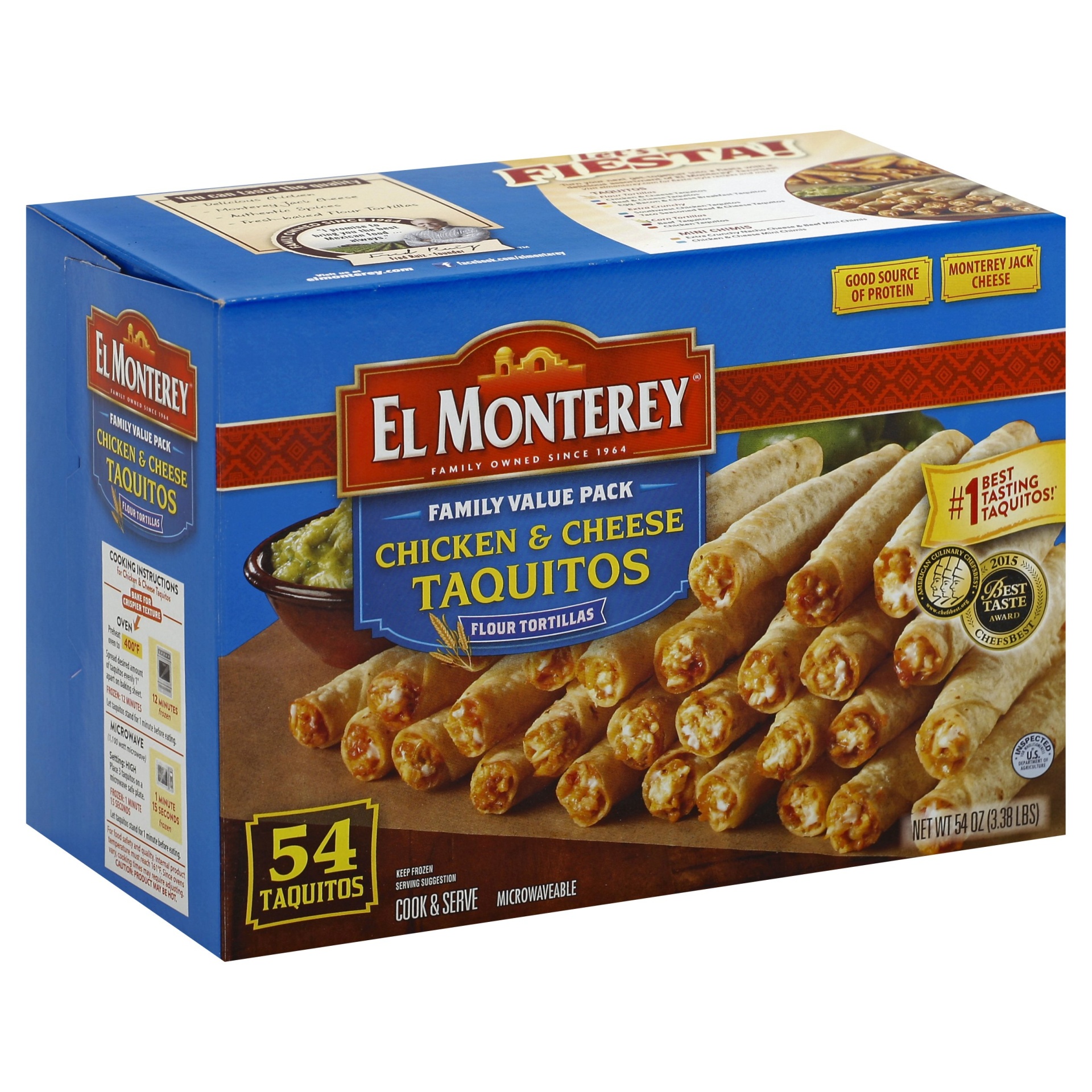 slide 1 of 4, El Monterey Chicken & Cheese Taquitos, 54 ct; 1 oz