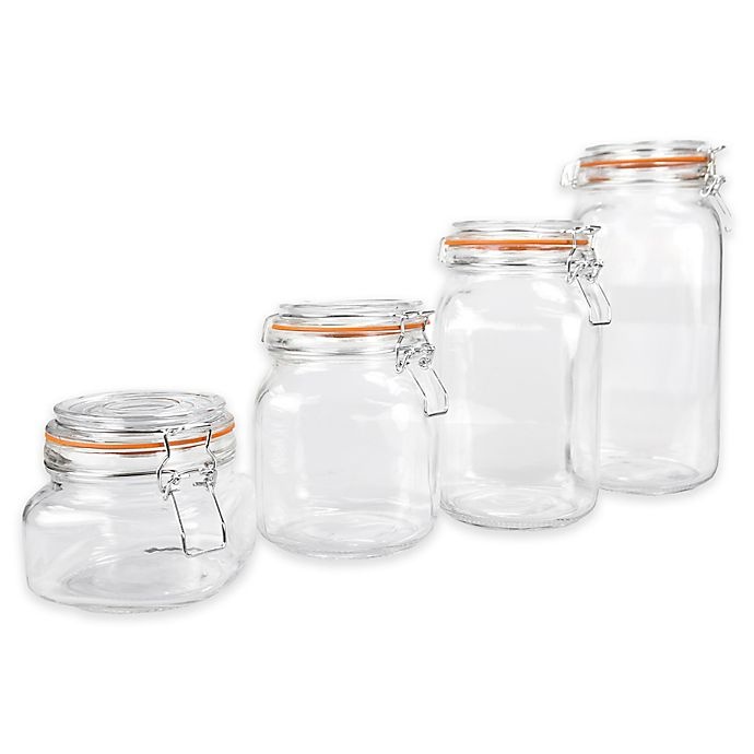 slide 1 of 2, Home Basics Clear Glass Canister Set, 4 ct