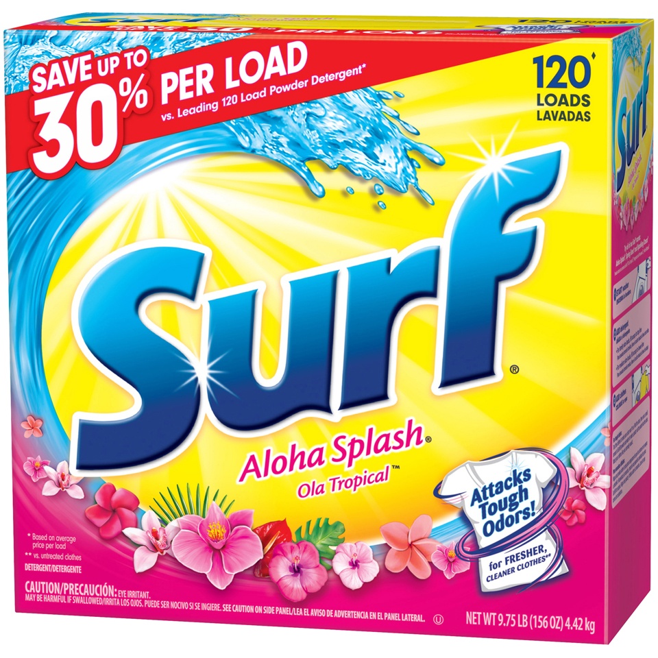 slide 1 of 1, Surf Aloha Splash Powder Detergent, 156 oz