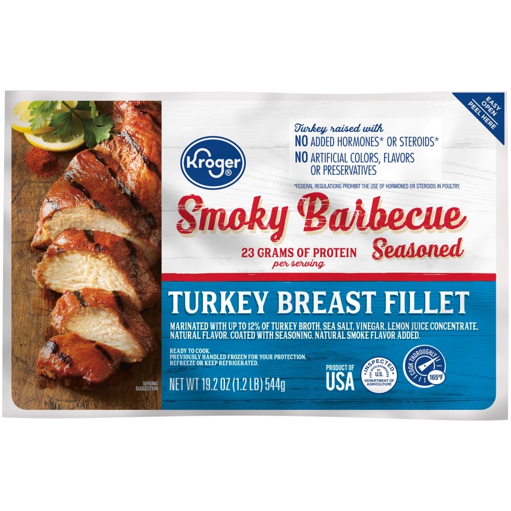 slide 1 of 1, Kroger Smoky Barbecue Seasoned Turkey Breast Fillet, 19.2 oz