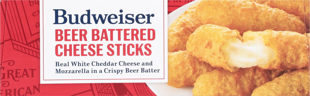 slide 9 of 9, Budweiser Farm Rich Budweiser beer battered cheese sticks, 16 oz