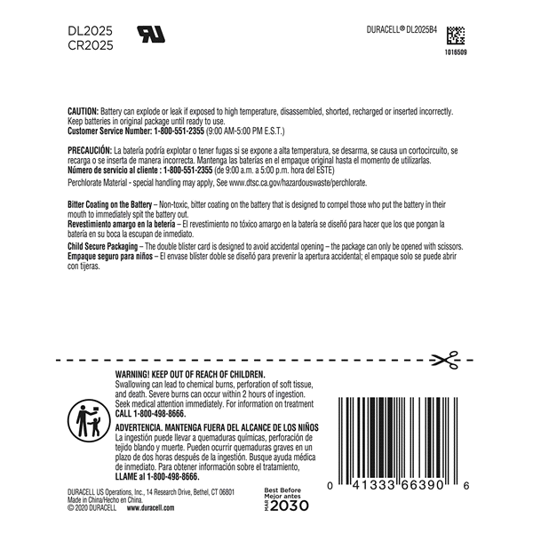 slide 5 of 21, Duracell 2025 Lithium Coin Batteries, 4 ct