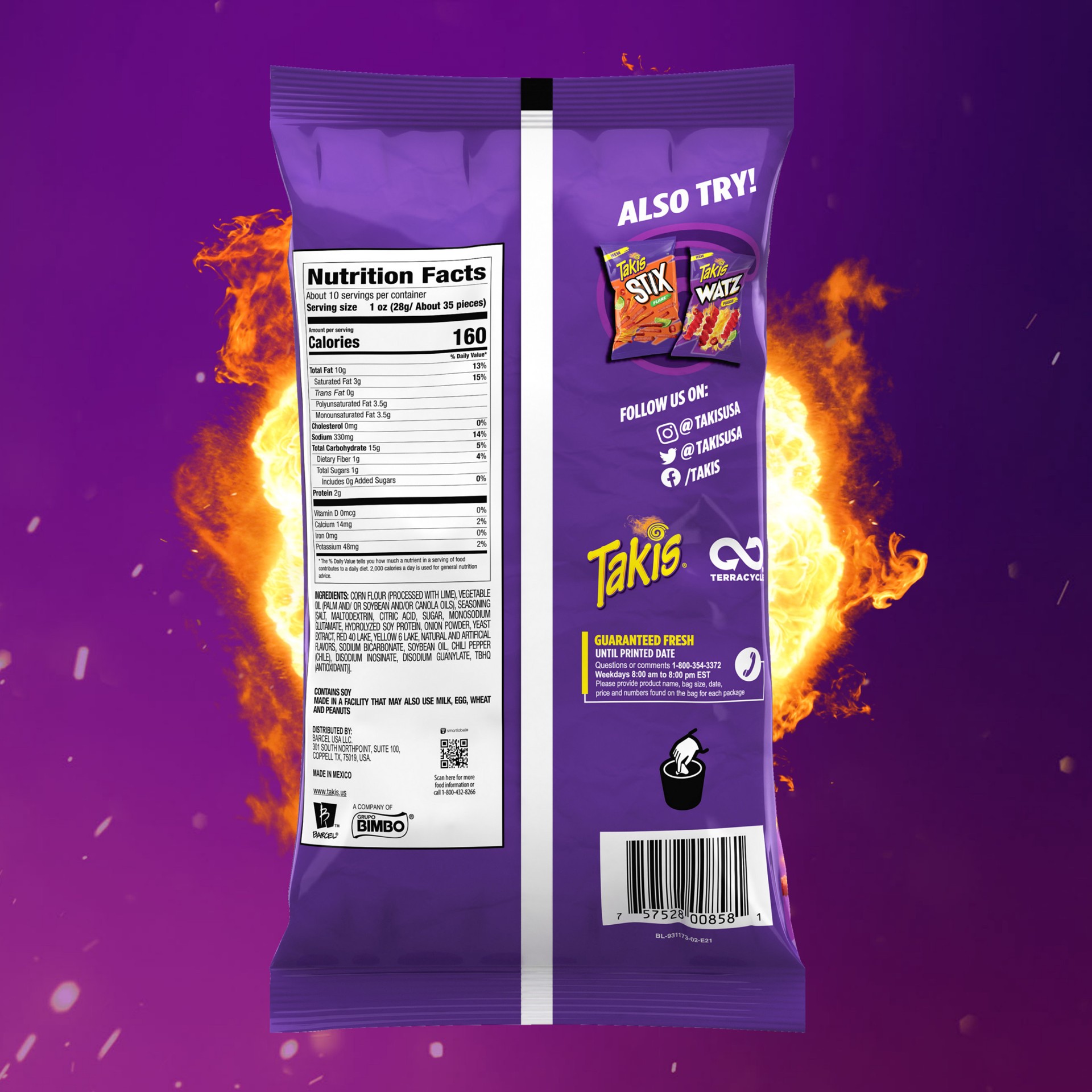 slide 2 of 7, Takis Fuego Stix 9.9 oz Sharing Size Bag, Hot Chili Pepper & Lime Flavored Extreme Spicy Corn Snack Sticks, 9.9 oz