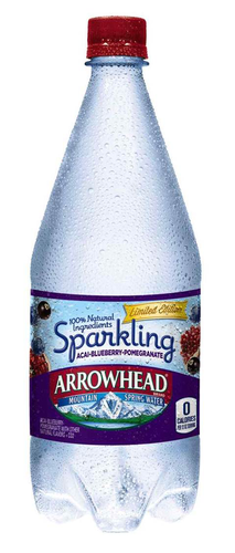 slide 1 of 1, Arrowhead Brand Sparkling Mountain Spring Water, Acai-Blueberry-Pomegranate 33.8-ounce plastic bottle, 33.8 fl oz