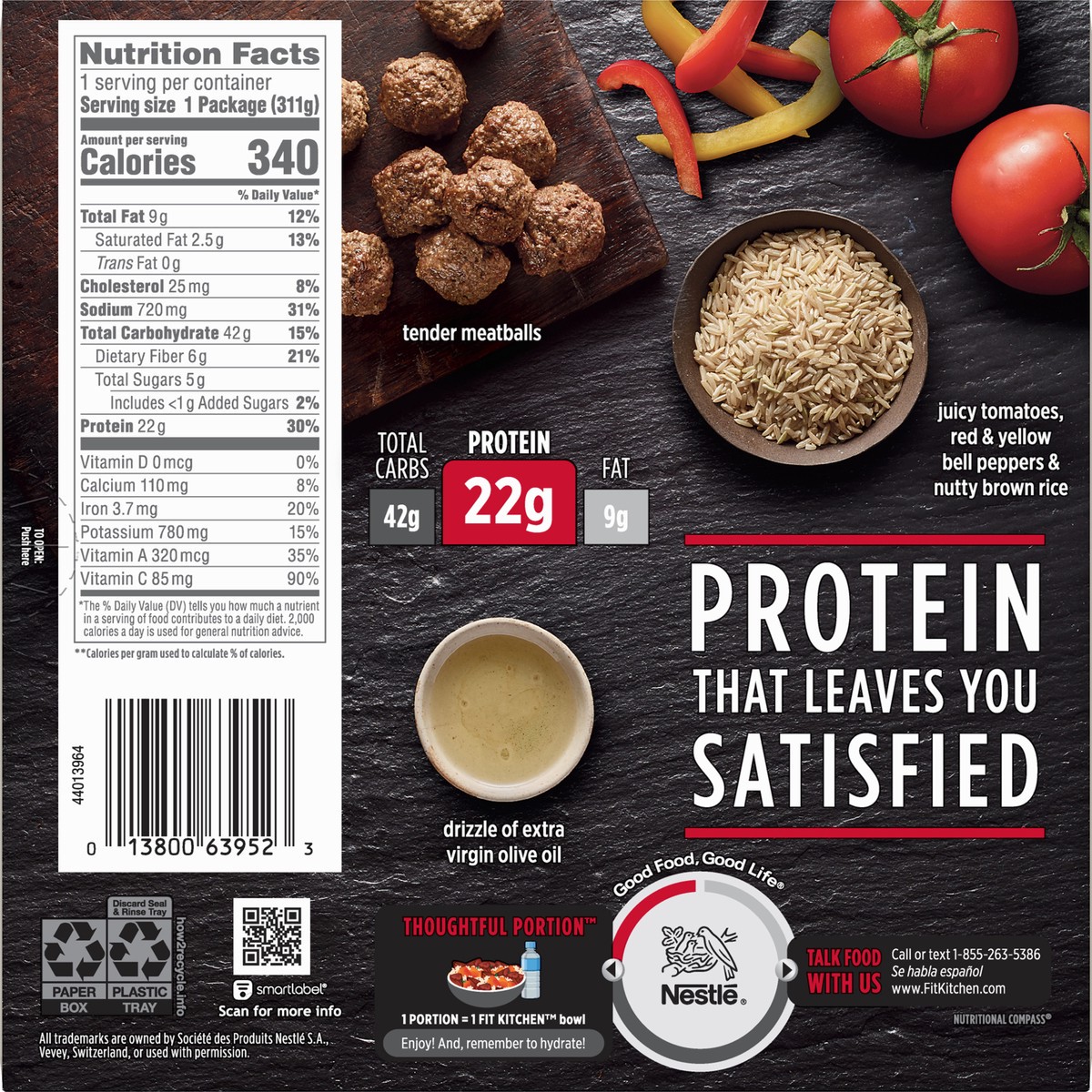 slide 10 of 10, Stouffer's Fit Kitchen Protein Bowls Meatballs & Peppers, 11 oz