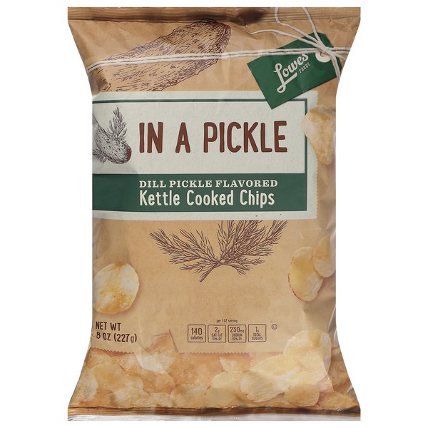 slide 1 of 1, Lowes Foods In a Pickle Dill Pickle Kettle Cooked Chips, 8 oz