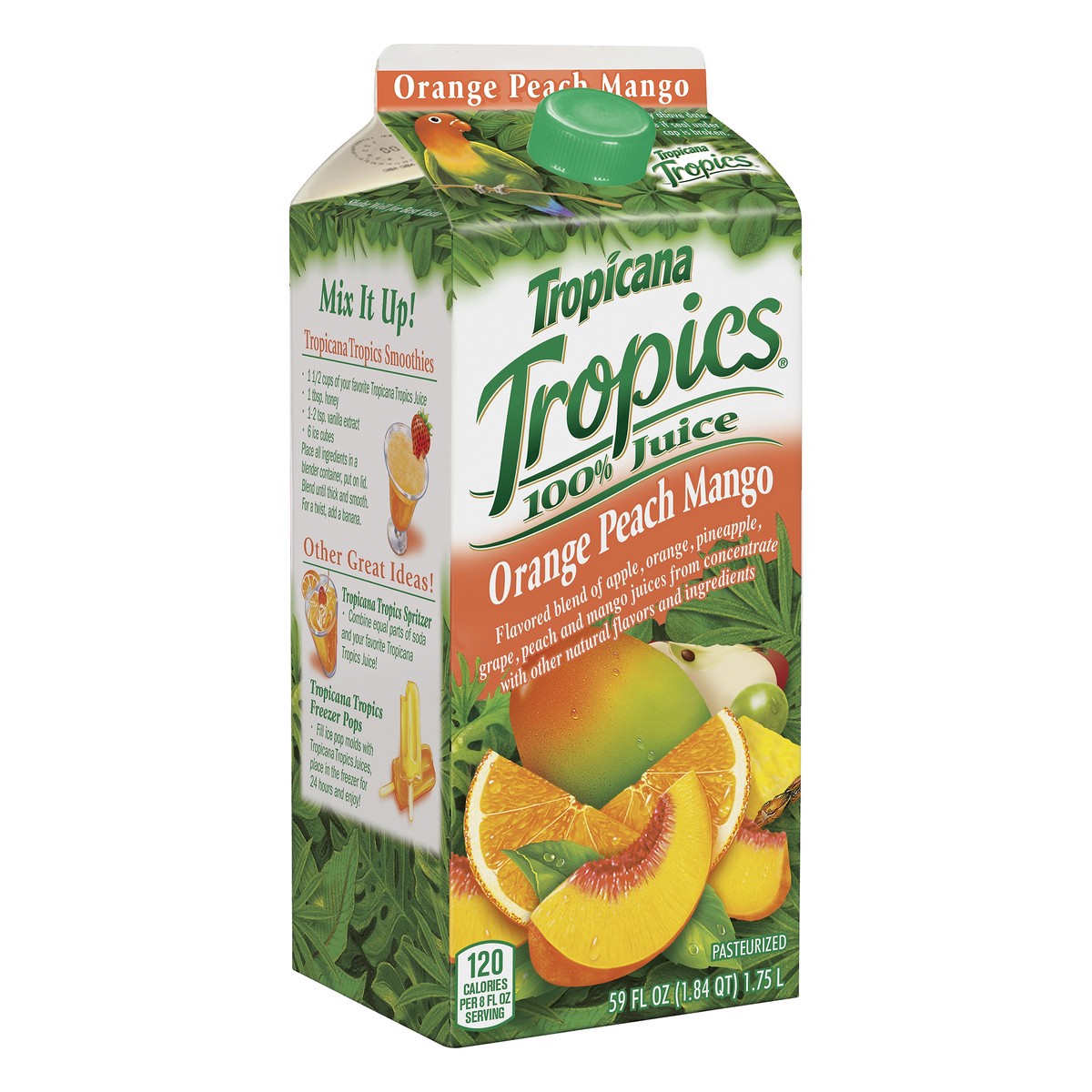 slide 2 of 10, Tropicana Tropics 100% Juice Blend Orange Peach Mango Flavored 59 Fl Oz Carton, 59 oz