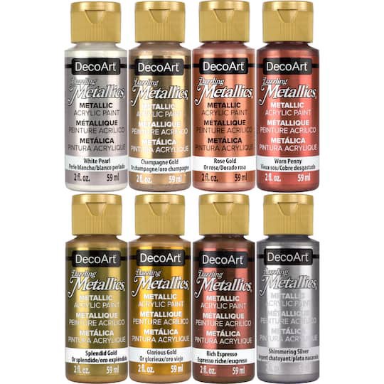 slide 1 of 3, Decoart Dazzling Metallics Acrylic Paint Set, 2 fl oz