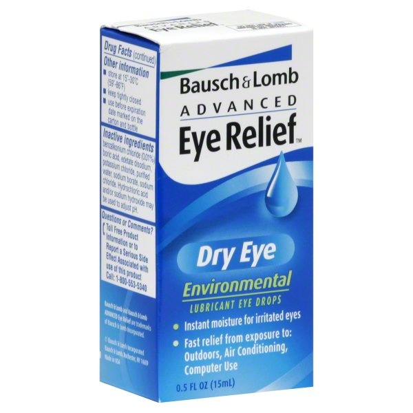 slide 1 of 1, Bausch + Lomb Eye Drops, Environmental Lubricant, Dry Eye, 0.5 oz