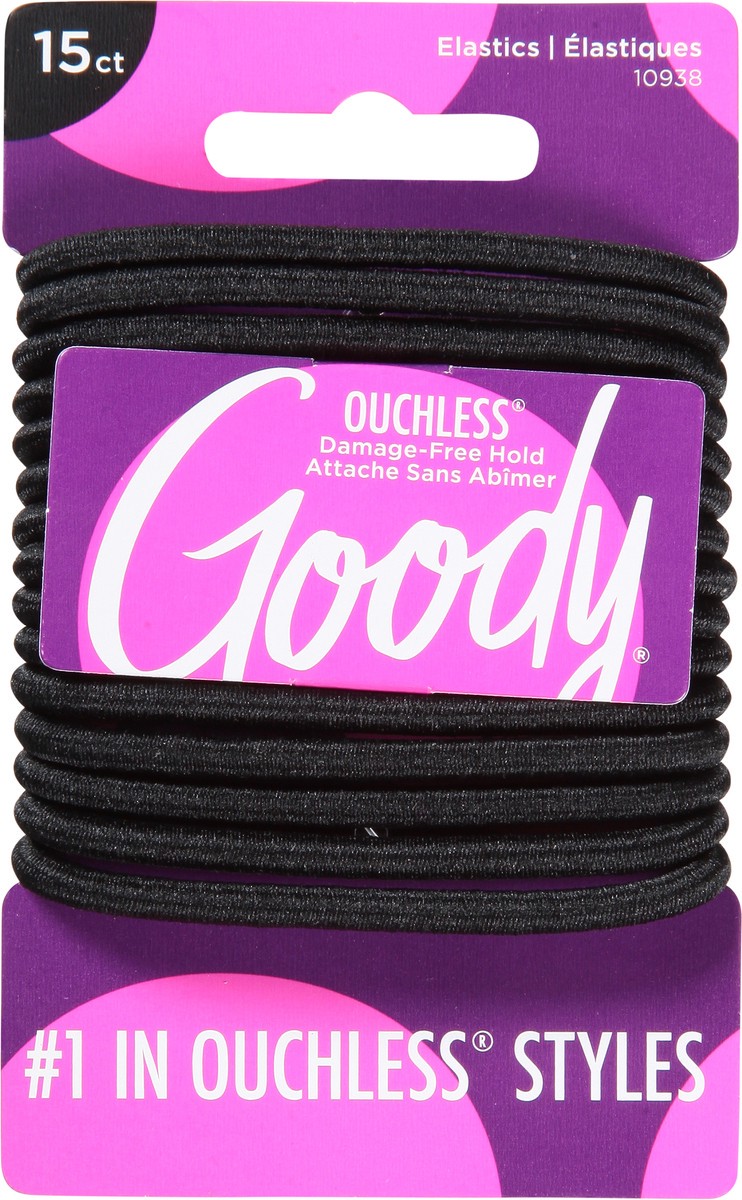 slide 3 of 9, Goody Ouchless Black Elastics 15 ea, 15 ct