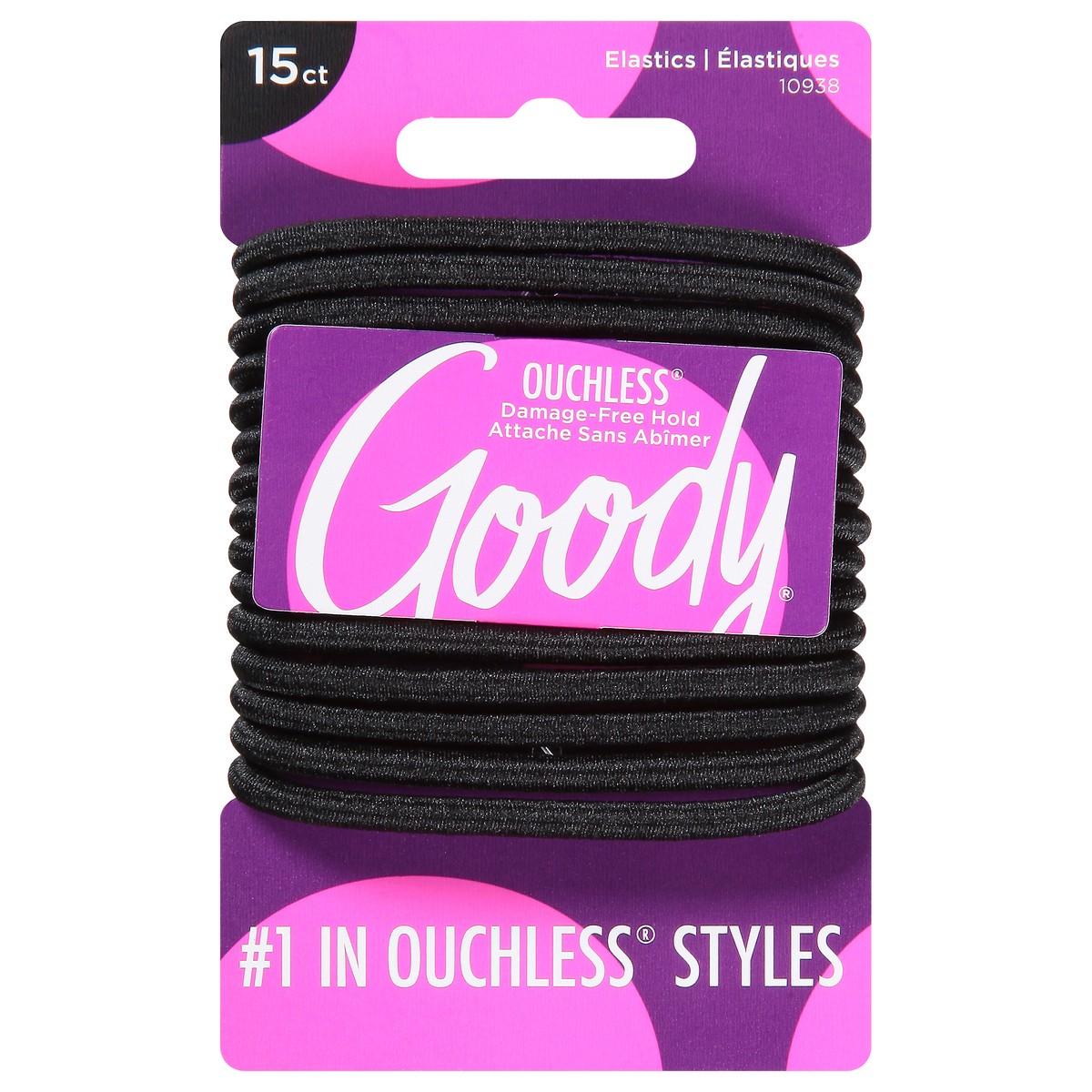 slide 1 of 9, Goody Ouchless Black Elastics 15 ea, 15 ct