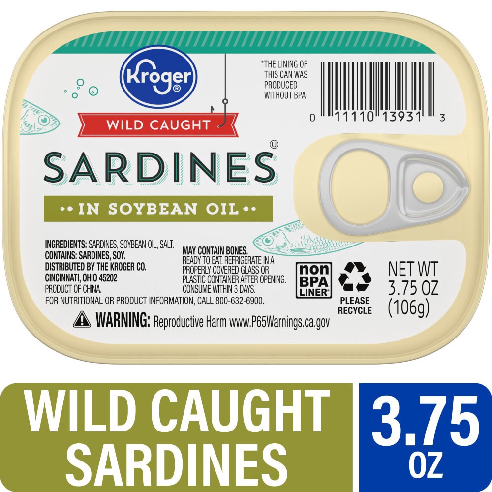slide 1 of 4, Kroger® Wild Caught Sardines in Soybean Oil, 3.75 oz