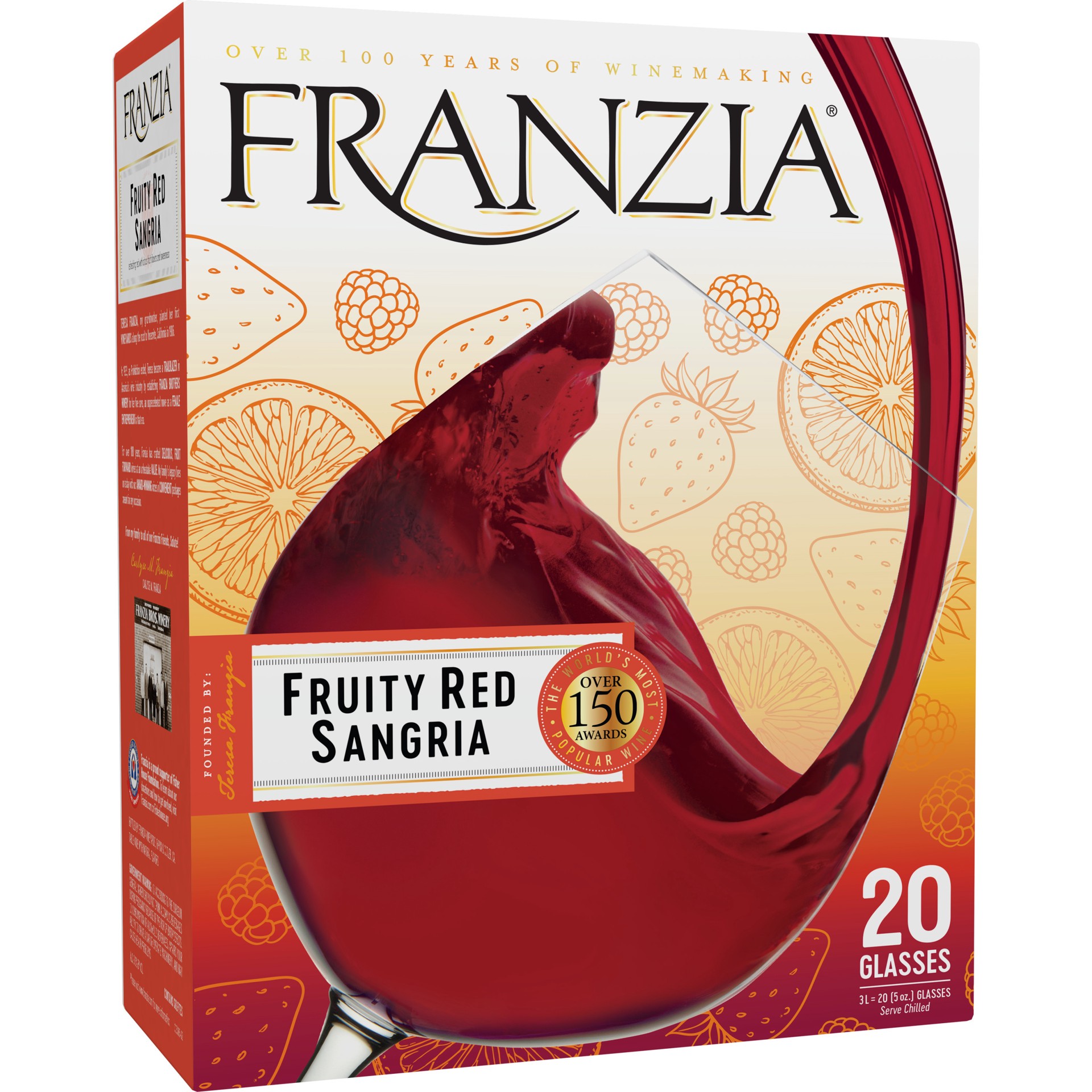 slide 1 of 4, Franzia Fruity Red Sangria Red Wine - 3 Liter, 3 liter