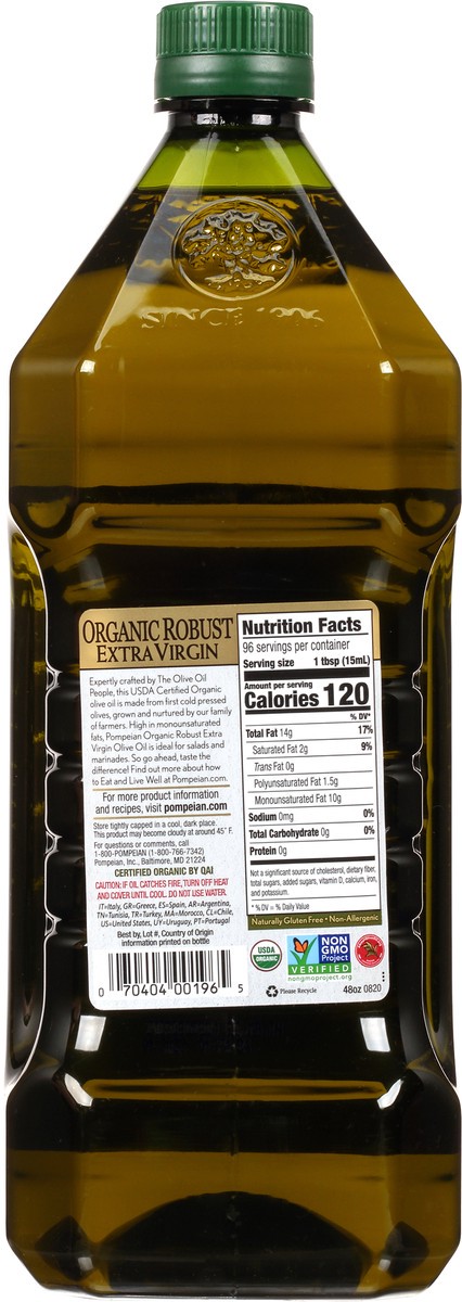 slide 7 of 7, Pompeian Robust Pompeian Organic Extra Virgin Olive Oil 48 fl oz, 48 fl oz