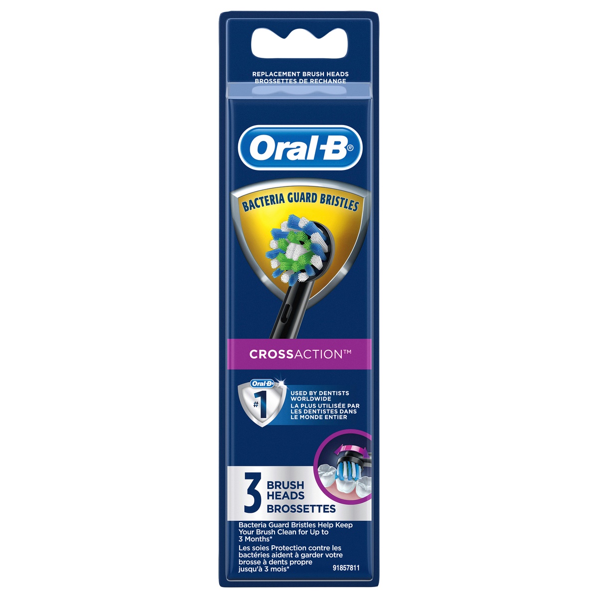 slide 1 of 2, Oral-B CrossAction Electric Toothbrush Replacement Brush Heads, Black, 3 Count, 3 ct