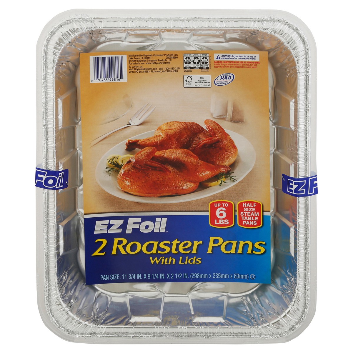 slide 1 of 9, EZ Foil with Lids Roaster Pans with Lids 2 ea, 2 ct