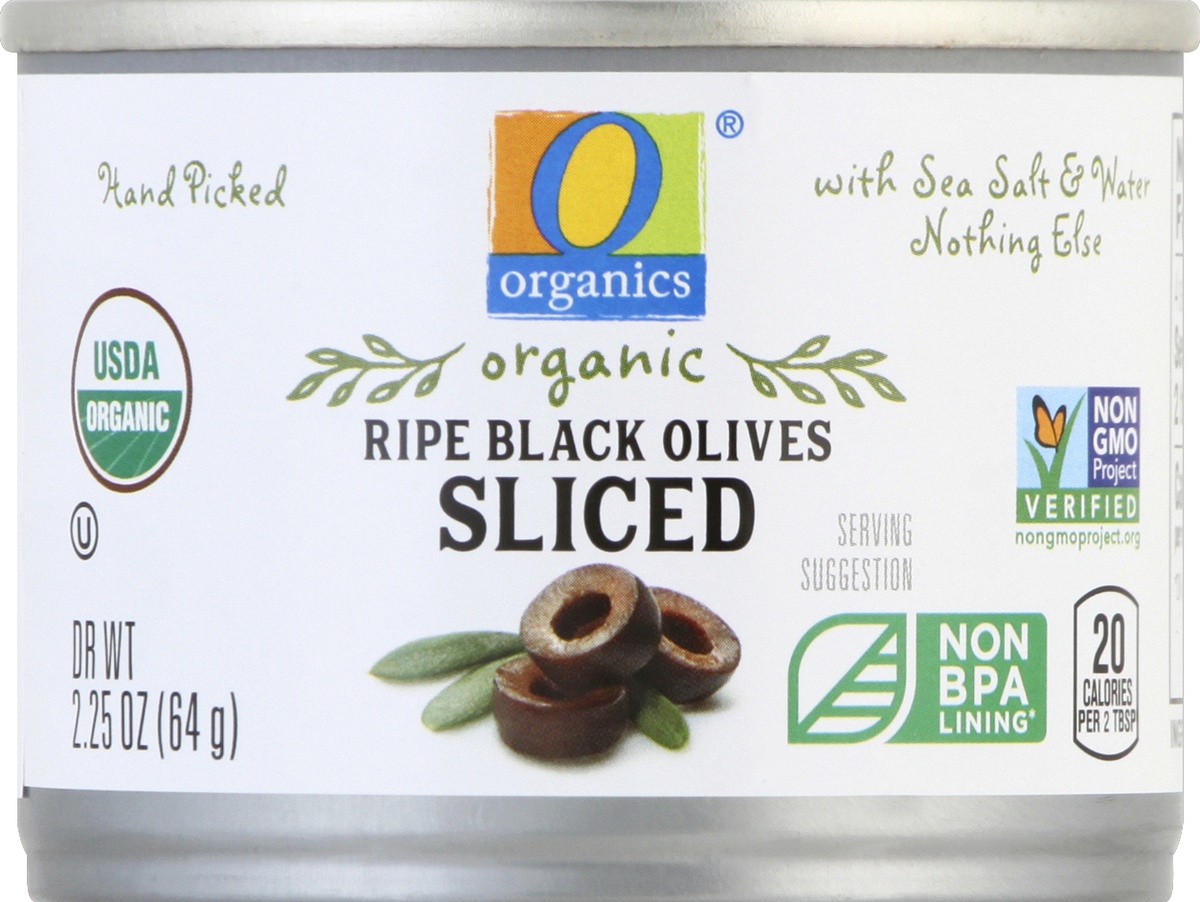 slide 4 of 7, O Organics Olives Ripe Sliced, 