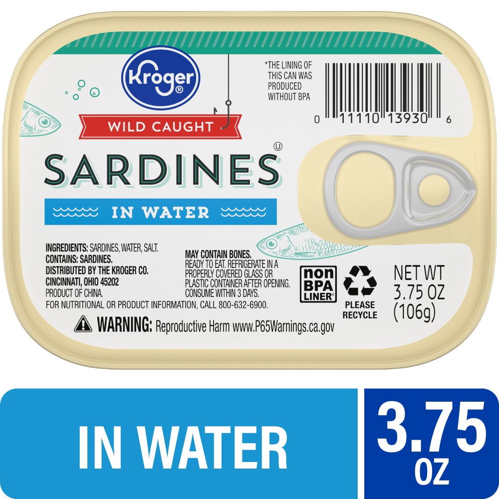 slide 1 of 4, Kroger® Wild Caught Sardines in Water - 3.75 oz, 3.75 oz