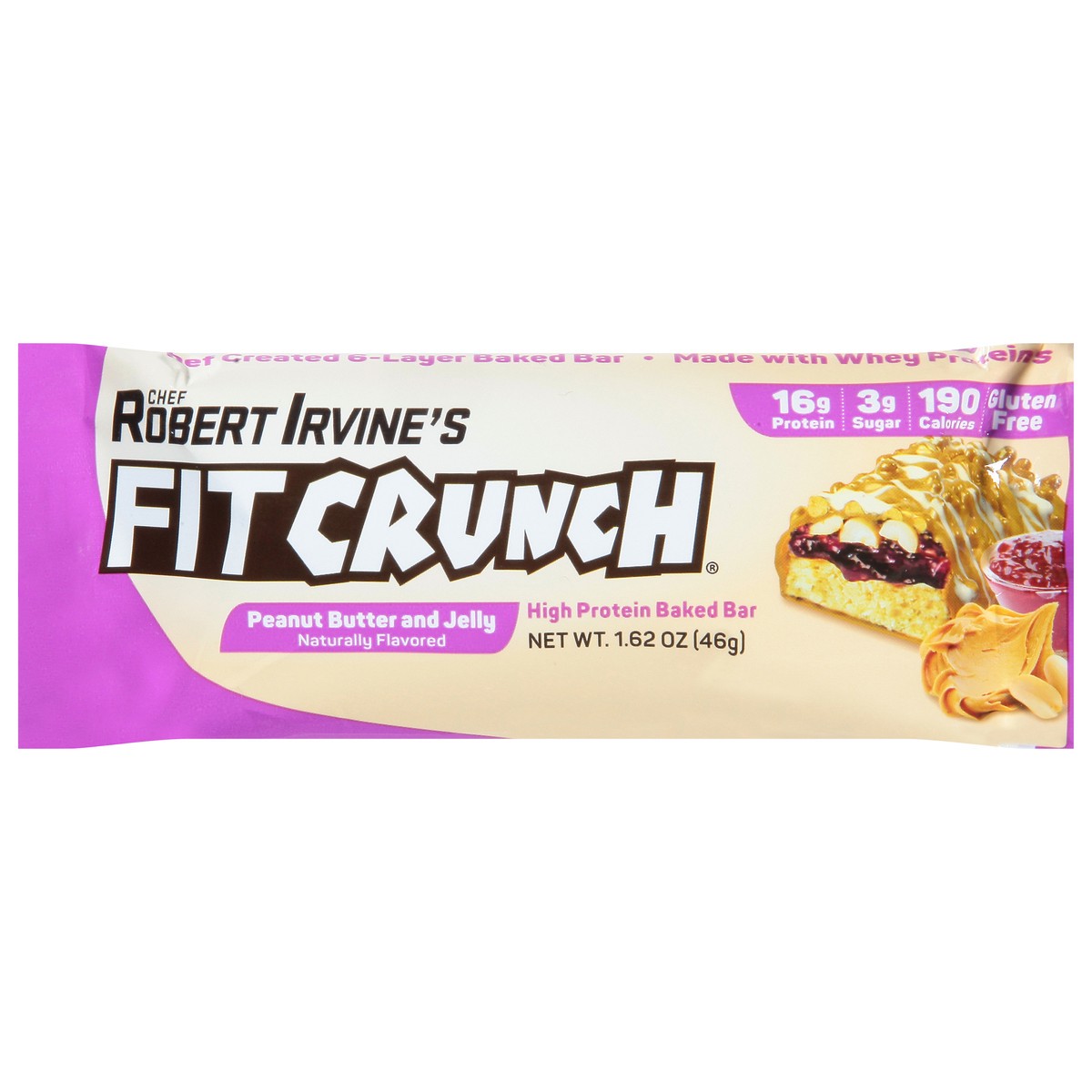 slide 1 of 17, FITCRUNCH Baked Peanut butter and Jelly High Protein Bar 1.62 oz, 1.62 oz